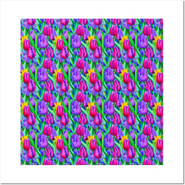 Rainbow Tulip Pattern Wall Art by Sage Harper